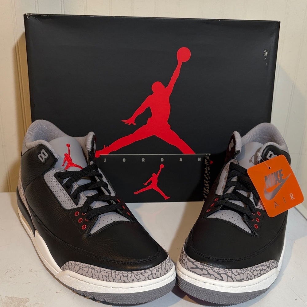 Air Jordan 3 Black/Red Cement DN3707-010 New with box!! - Picture 9 of 10